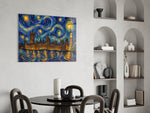 Big Ben Westminster glass wall art shown in a warm, styled interior setting