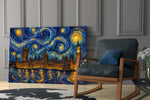 Big Ben Westminster glass wall art hanging as a focal point in a modern room