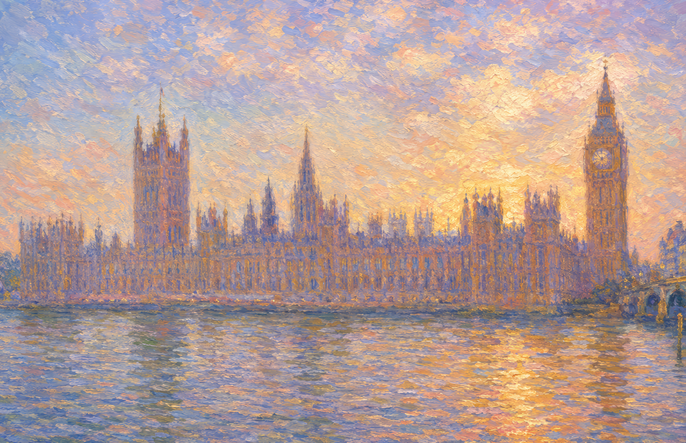 Big Ben Westminster Monet Style Glass Wall Art