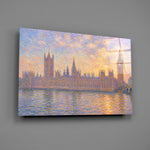 Big Ben Westminster glass wall art mounted flat on a grey wall