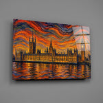 Big Ben Westminster glass wall art mounted flat on a grey wall