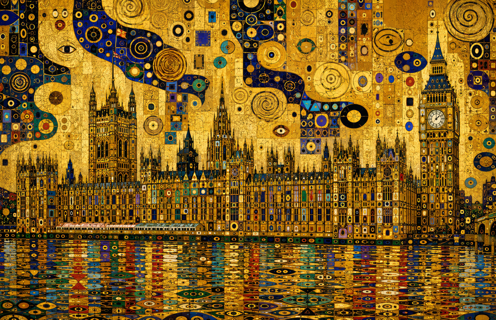 Big Ben Westminster Klimt Style Glass Wall Art