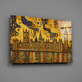 Big Ben Westminster glass wall art mounted flat on a grey wall