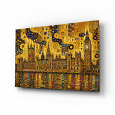 Big Ben Westminster glass wall art, angled view of the tempered glass panel