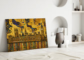 Big Ben Westminster glass wall art leaning against a wall in a minimalist interior