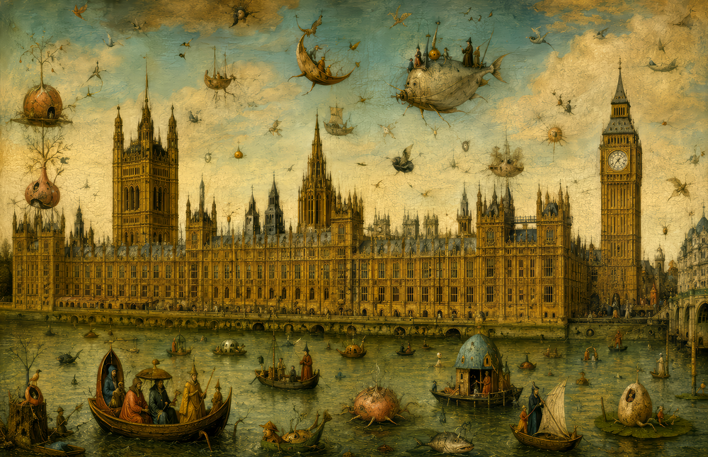 Big Ben Westminster Bosch Style Glass Wall Art
