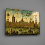 Big Ben Westminster glass wall art mounted flat on a grey wall