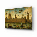 Big Ben Westminster glass wall art, angled view of the tempered glass panel