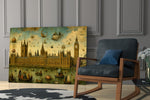 Big Ben Westminster glass wall art hanging as a focal point in a modern room