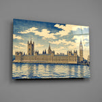 Big Ben Westminster glass wall art mounted flat on a grey wall