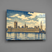 Big Ben Westminster glass wall art mounted flat on a grey wall