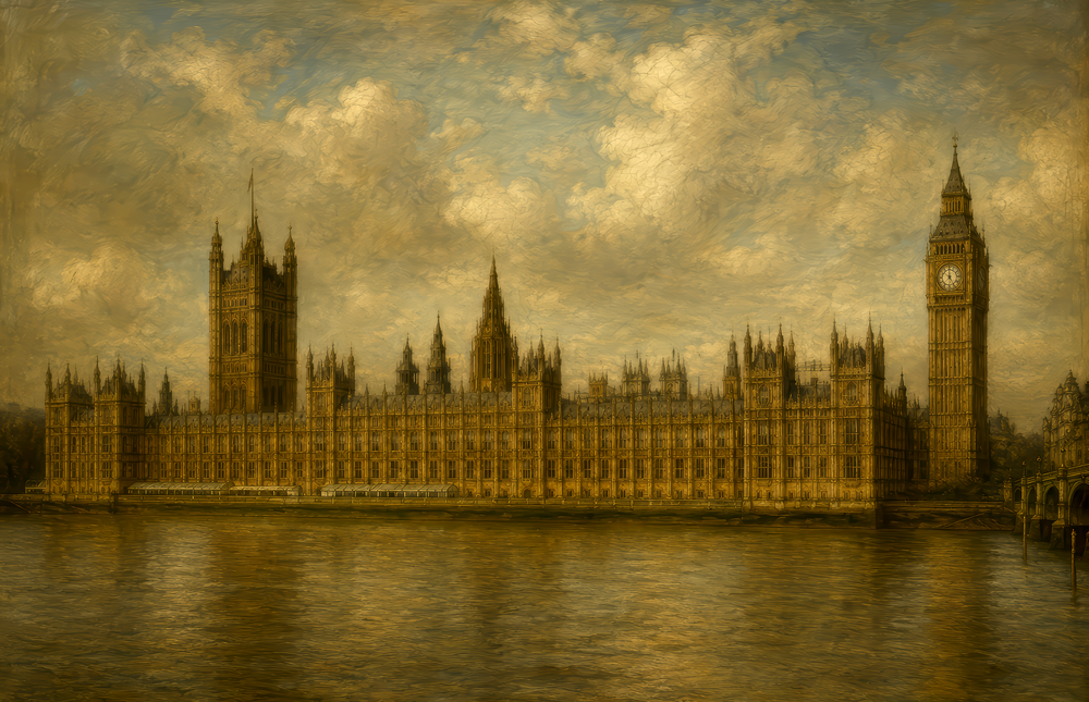 Big Ben Westminster Da Vinci Style Glass Wall Art