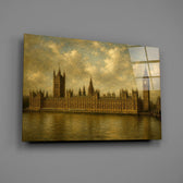 Big Ben Westminster glass wall art mounted flat on a grey wall