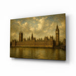 Big Ben Westminster glass wall art, angled view of the tempered glass panel