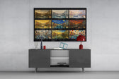 Venice Grand Canal glass wall art displayed above a console in a modern interior