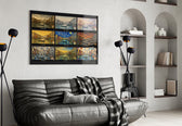Venice Grand Canal glass wall art styled in a contemporary living room