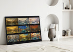 Venice Grand Canal glass wall art leaning against a wall in a minimalist interior