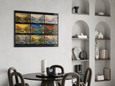 Venice Grand Canal glass wall art shown in a warm, styled interior setting