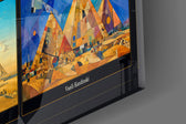 Pyramids of Giza glass wall art close-up detail of the printed surface on tempered glass