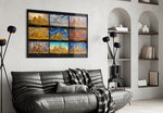 Pyramids of Giza glass wall art styled in a contemporary living room