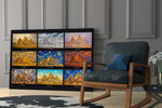 Pyramids of Giza glass wall art hanging as a focal point in a modern room