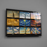 Statue of Liberty glass wall art mounted flat on a grey wall