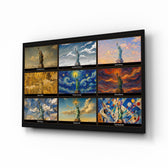 Statue of Liberty glass wall art, angled view of the tempered glass panel