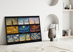 Statue of Liberty glass wall art leaning against a wall in a minimalist interior