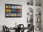 Statue of Liberty glass wall art shown in a warm, styled interior setting