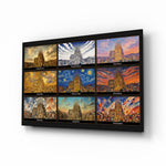 Sagrada Familia glass wall art, angled view of the tempered glass panel