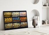 Big Ben Westminster glass wall art leaning against a wall in a minimalist interior