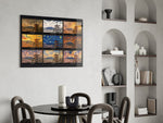 Mount Fuji & Chureito Pagoda nine-style collage glass wall art shown in a warm, styled interior setting