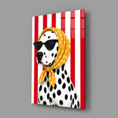 Dalmatian in Polka Dot Headscarf Pop Art Glass Wall Art