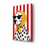 Dalmatian in Polka Dot Headscarf Pop Art Glass Wall Art
