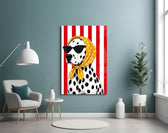 Dalmatian in Polka Dot Headscarf Pop Art Glass Wall Art