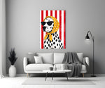 Dalmatian in Polka Dot Headscarf Pop Art Glass Wall Art