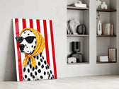 Dalmatian in Polka Dot Headscarf Pop Art Glass Wall Art