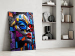Mosaic Block Woman Portrait Cubist Glass Wall Art