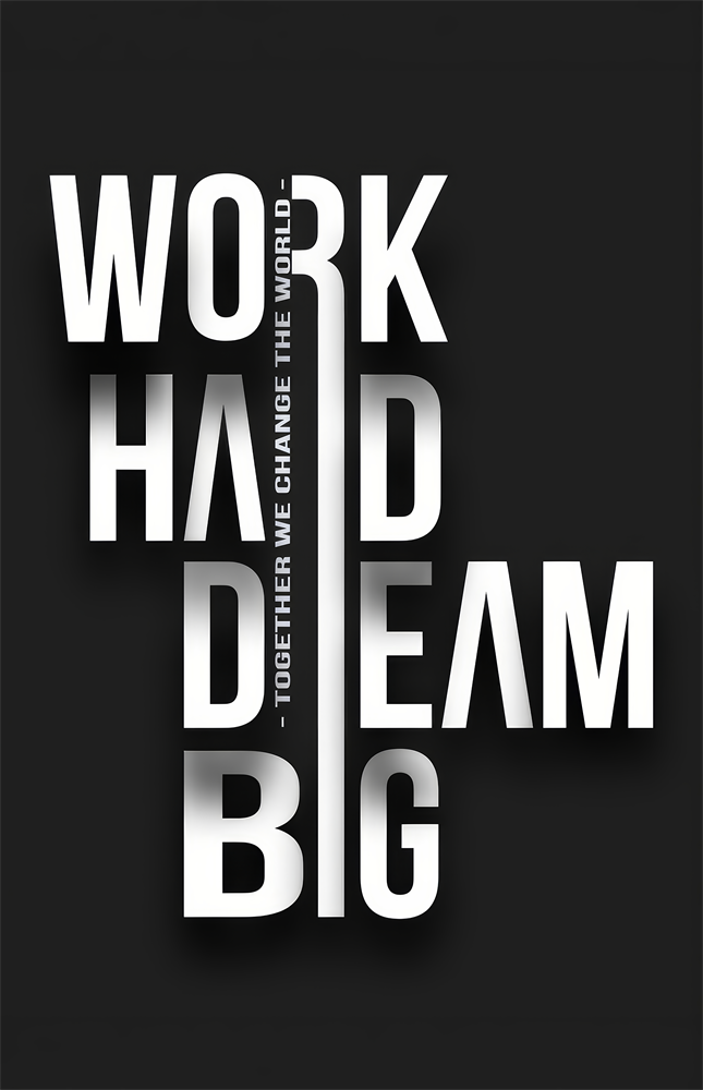 Work Hard Dream Big Typography Glass Wall Art