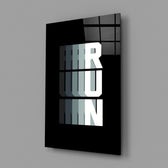Run Motion Blur Typography Glass Wall Art