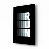 Run Motion Blur Typography Glass Wall Art