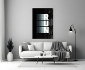 Run Motion Blur Typography Glass Wall Art
