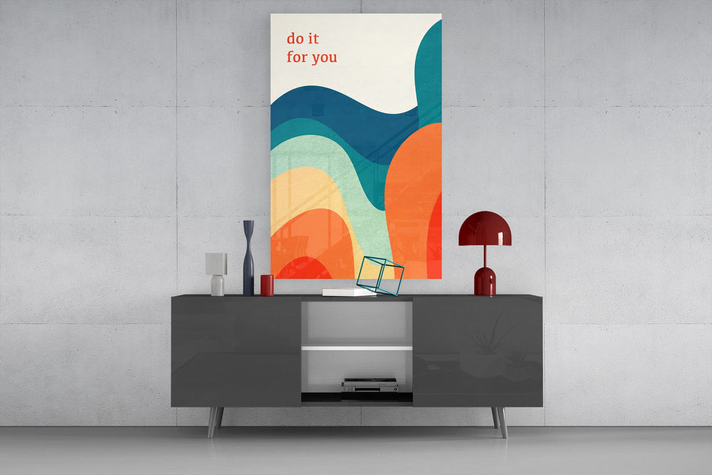 Do It For You Retro Wave Colour Block Glass Wall Art