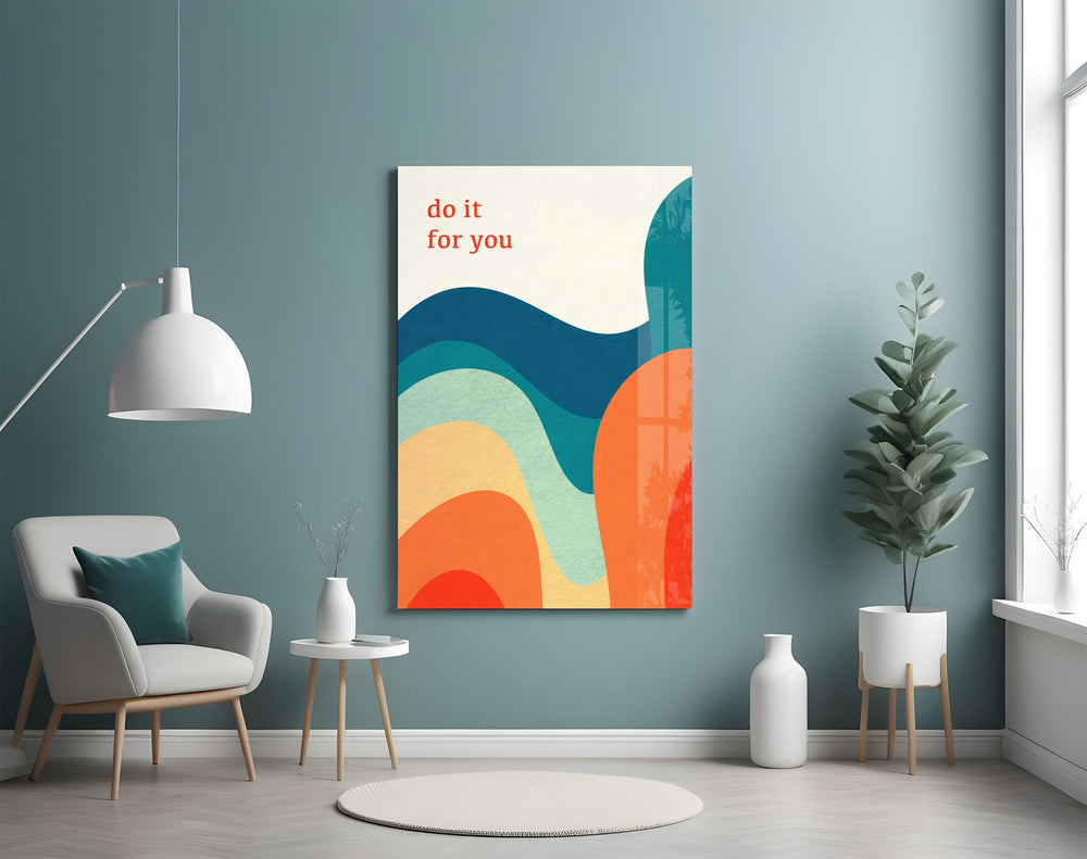 Do It For You Retro Wave Colour Block Glass Wall Art