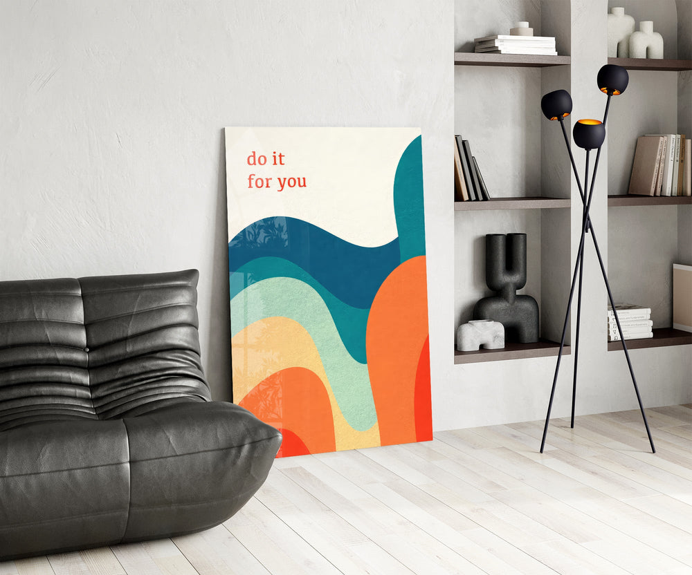 Do It For You Retro Wave Colour Block Glass Wall Art