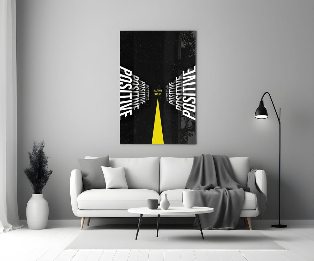 Positive All Your Way Up Perspective Typography Glass Wall Art