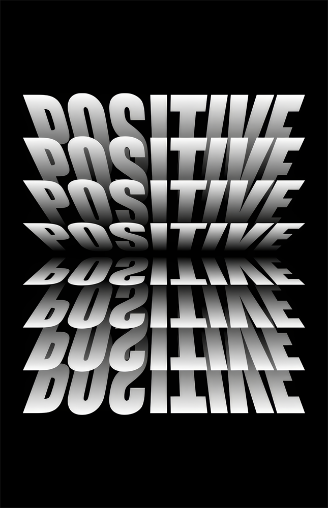 Positive Mirrored Repeat Typography Glass Wall Art