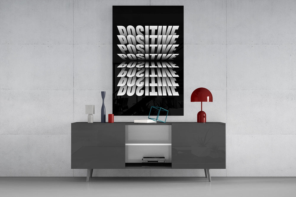Positive Mirrored Repeat Typography Glass Wall Art