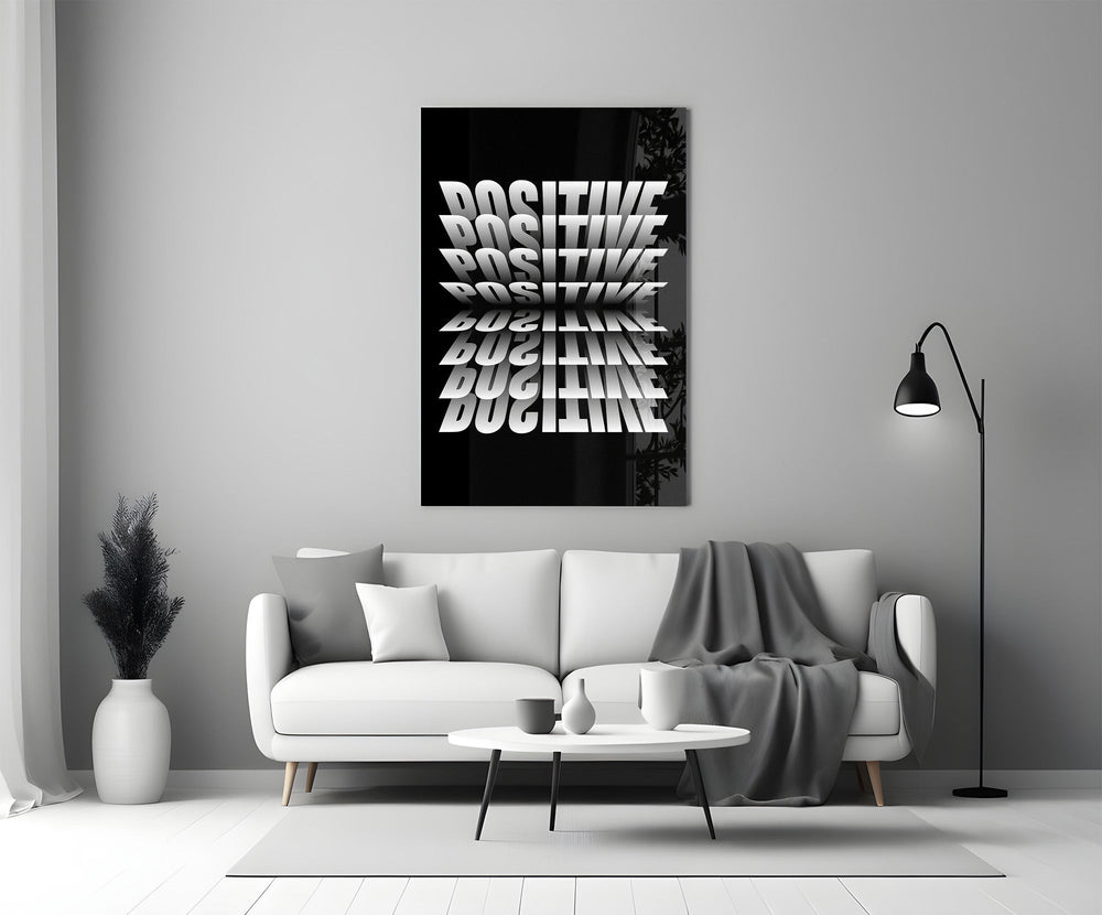Positive Mirrored Repeat Typography Glass Wall Art