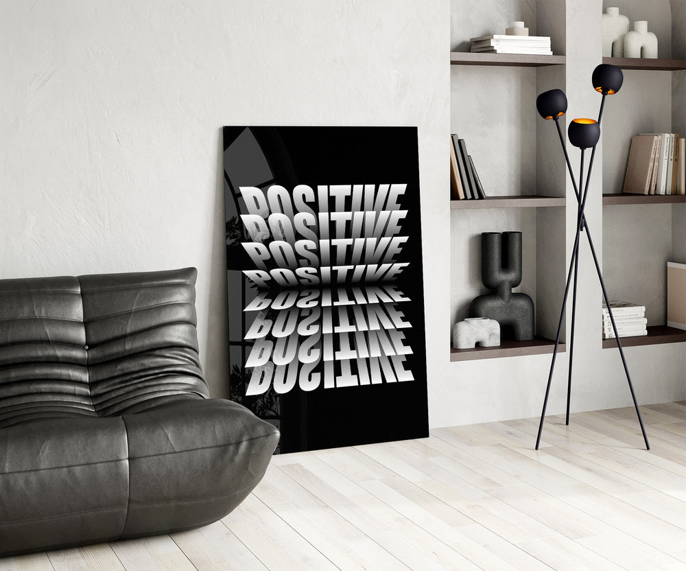 Positive Mirrored Repeat Typography Glass Wall Art